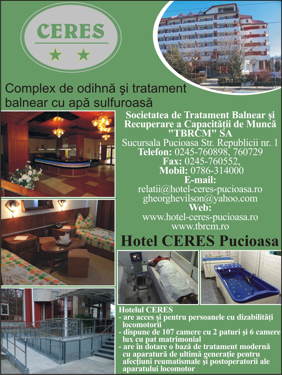 Hotel Ceres Tbrcm Sa Ghidul Primariilor
